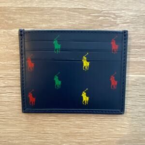 Polo Ralph Lauren Signature Pony Leather Card Case 1 Median & 6 Card Slots NEW